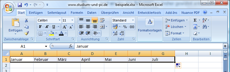 Monatsreihen im Handumdrehen mit Excel erstellt