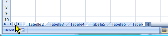 bei vielen Tabellenblättern muss gescrollt werden