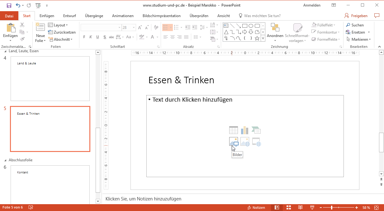 Icon zum Bilder einbinden in PowerPoint