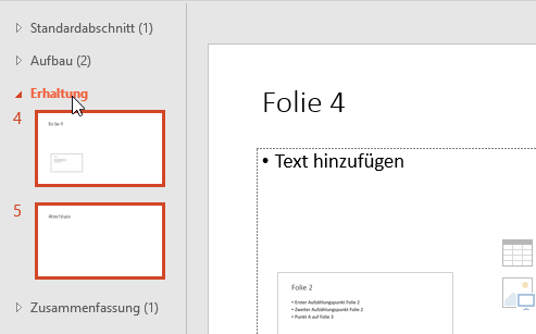 Vorteile des Einsatzes von Abschnitten