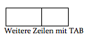 Ansicht der erstellten Tabelle nach + und - -Einsatz